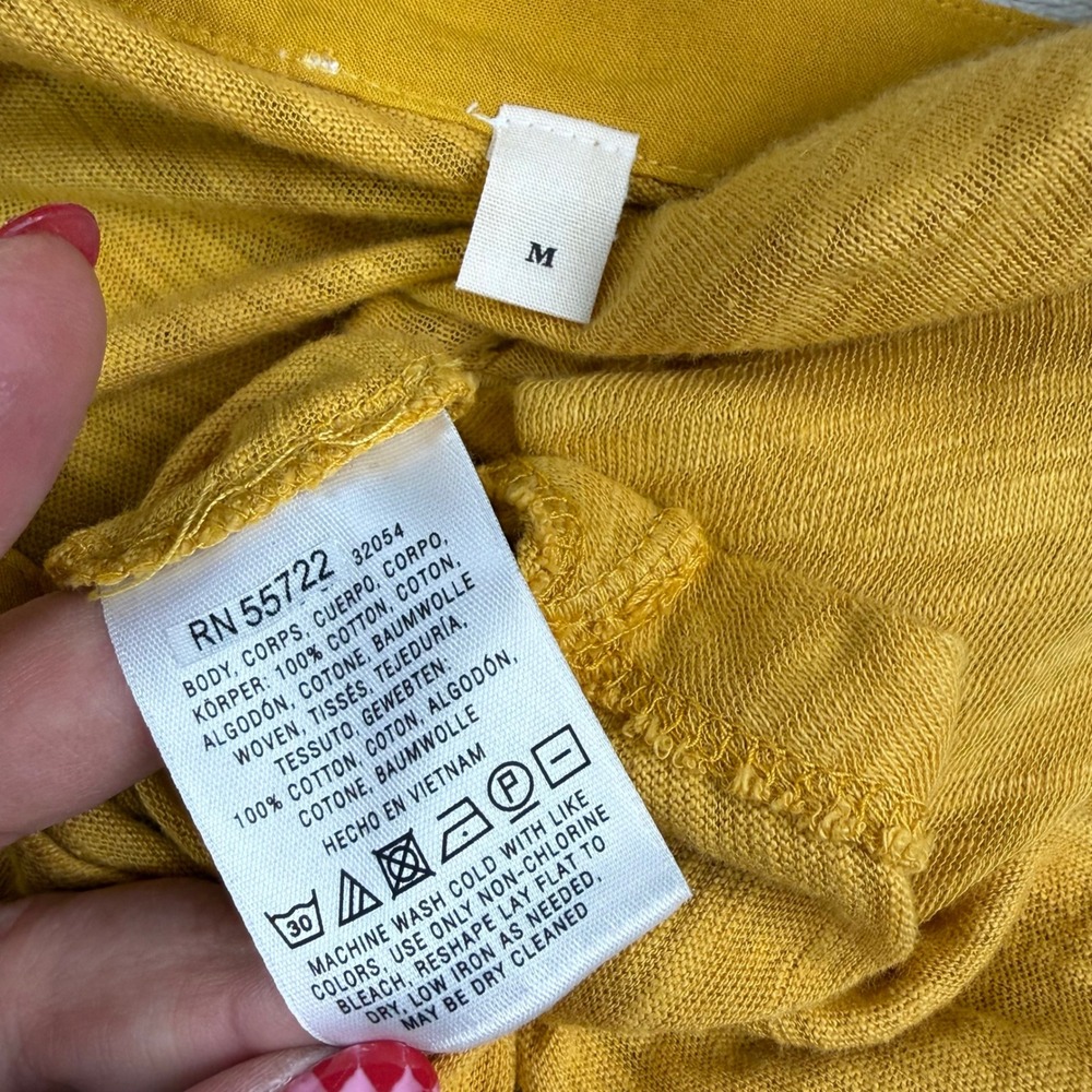 Anthropologie Mustard Yellow Mixed Media Henley Tunic‎ Top Long Sleeve Size M - Picture 4 of 6
